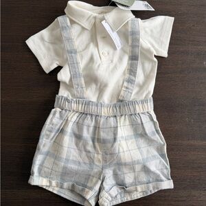 NWT H&M Polo with Plaid Suspenders